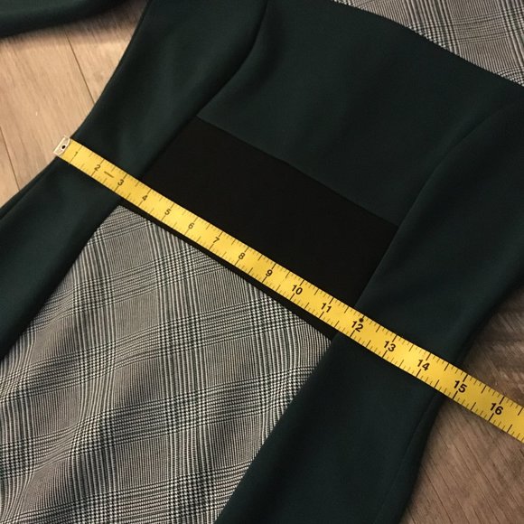 Made in Italy 3/4 Sleeve Plaid Colourblock Shift Dress - Picture 8 of 16